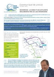 Seine Grands Lacs - SÉCHERESSE : LA SEINE ET SES AFFLUENTS RÉALIMENTÉS PAR LES LACS-RÉSERVOIRS - Communiqué de presse 02/09/22