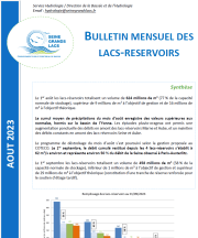 bulletin hydrologique mensuel août 2023 Seine Grands Lacs 