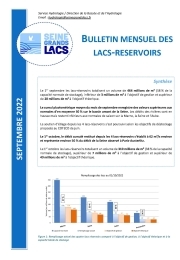 Bulletin hydrologique mensuel - Septembre 2022 - Seine Grands Lacs