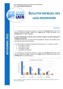 Bulletin mensuel des lacs-réservoirs - Novembre 2022 - Seine Grands Lacs