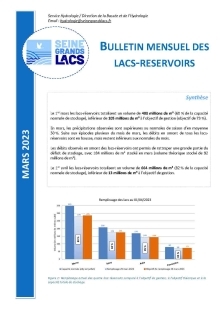Bulletin hydrologique mensuel des lacs-réservoirs de Seine Grands Lacs - Mars 2023