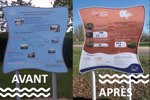 Installation de nouveaux panneaux signalétiques autour des lacs - EPTB Seine Grands Lacs