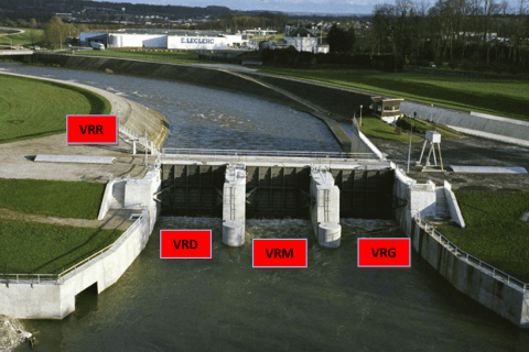 Travaux Lac Mane - Réhabilitation des vannes de réglage du barrage en rivière de la prise d’eau